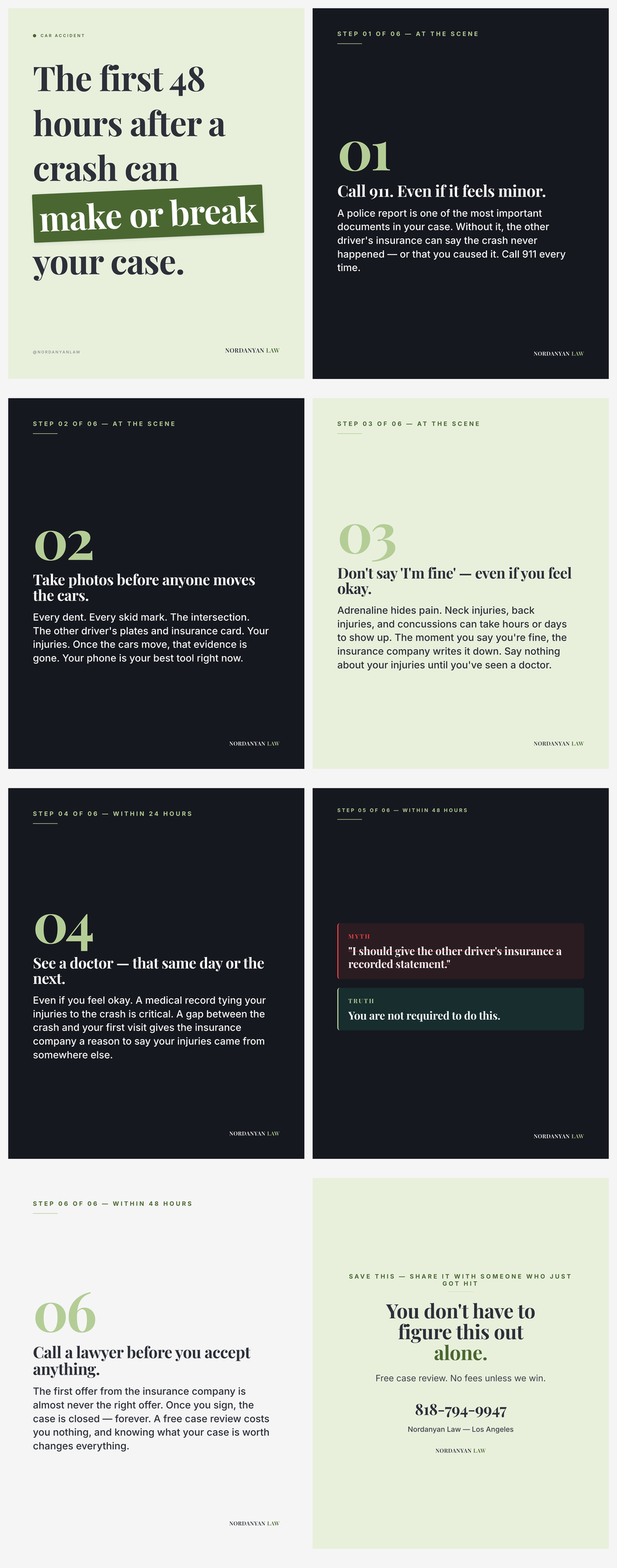 Car accident — the first things to do at the scene and in the first 48 hours