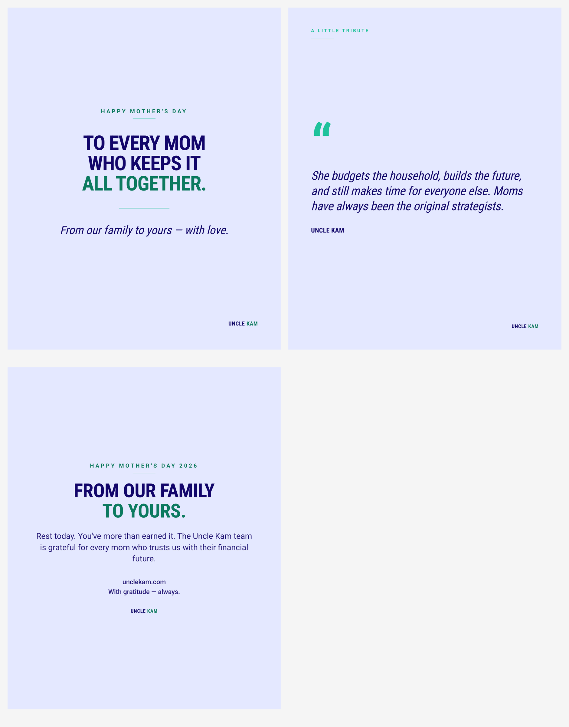 Mother's Day 2026 — A celebration from the Uncle Kam family
