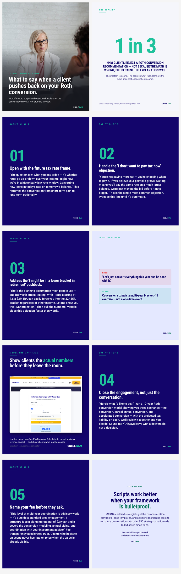 Client communication scripts: how to explain a Roth conversion recommendation to a skeptical HNW client — and close the engagement