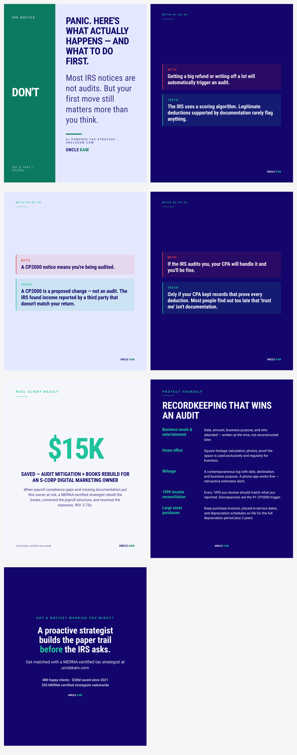 The IRS audit: what actually triggers one, what to do if you get a notice, and the recordkeeping that protects you